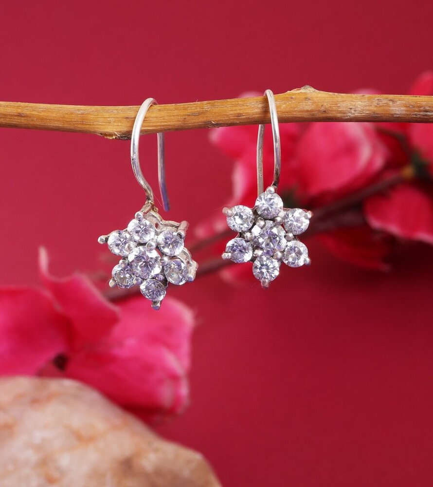 925 Silver Flower Earrings | Cubic Zirconia | Women's Jewelry