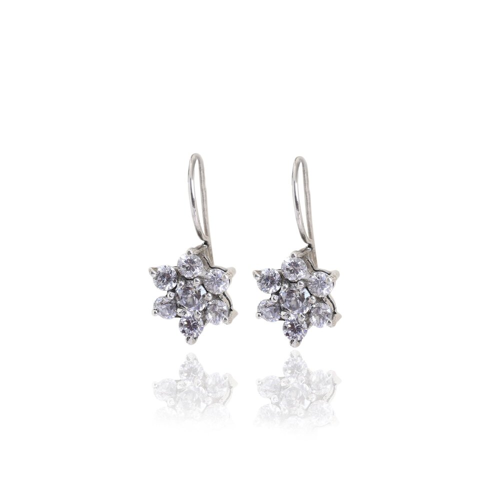 925 Silver Flower Earrings | Cubic Zirconia | Women's Jewelry
