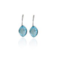 Silver Blue Topaz Drop Earrings for Women | Gemstone Jewelry