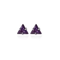 Silver Trillion Cut Amethyst Stud Earrings for Women