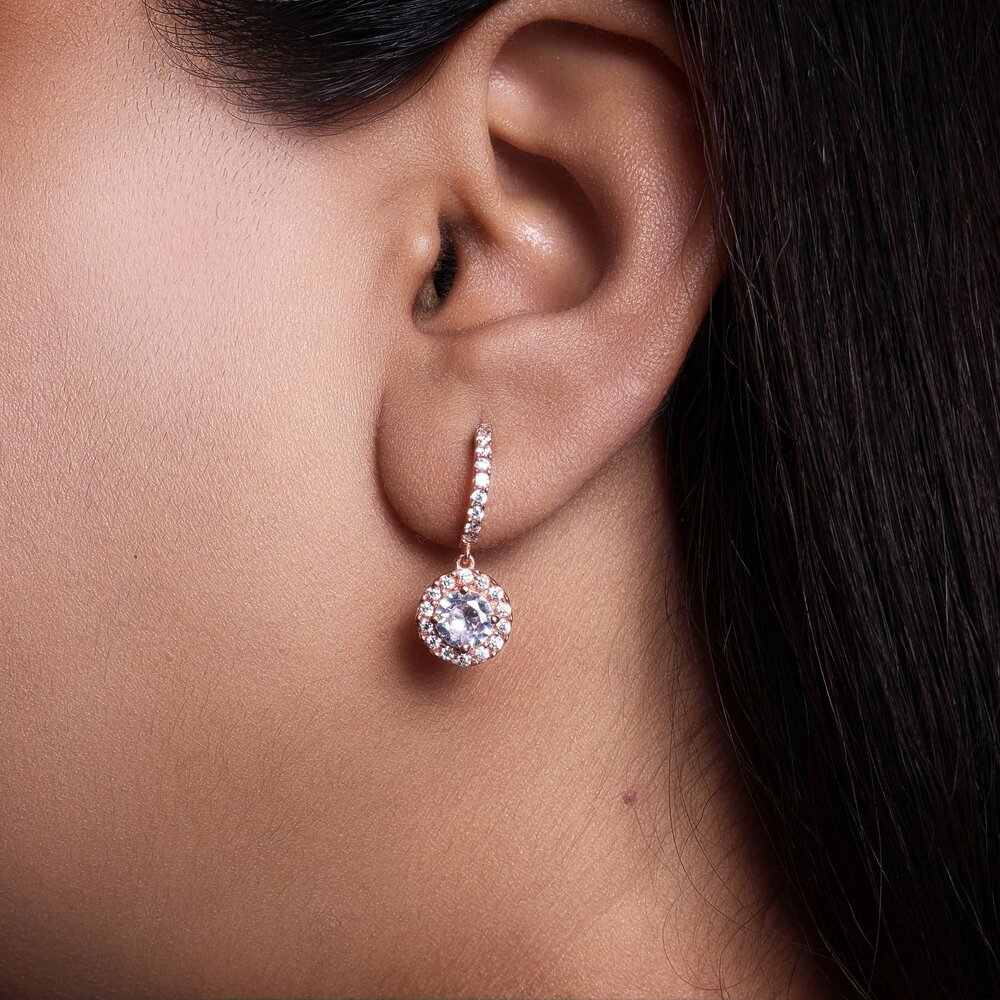 Rose gold plating Stud Earrings with Cubic Zirconia | Women's Jewelry Gift