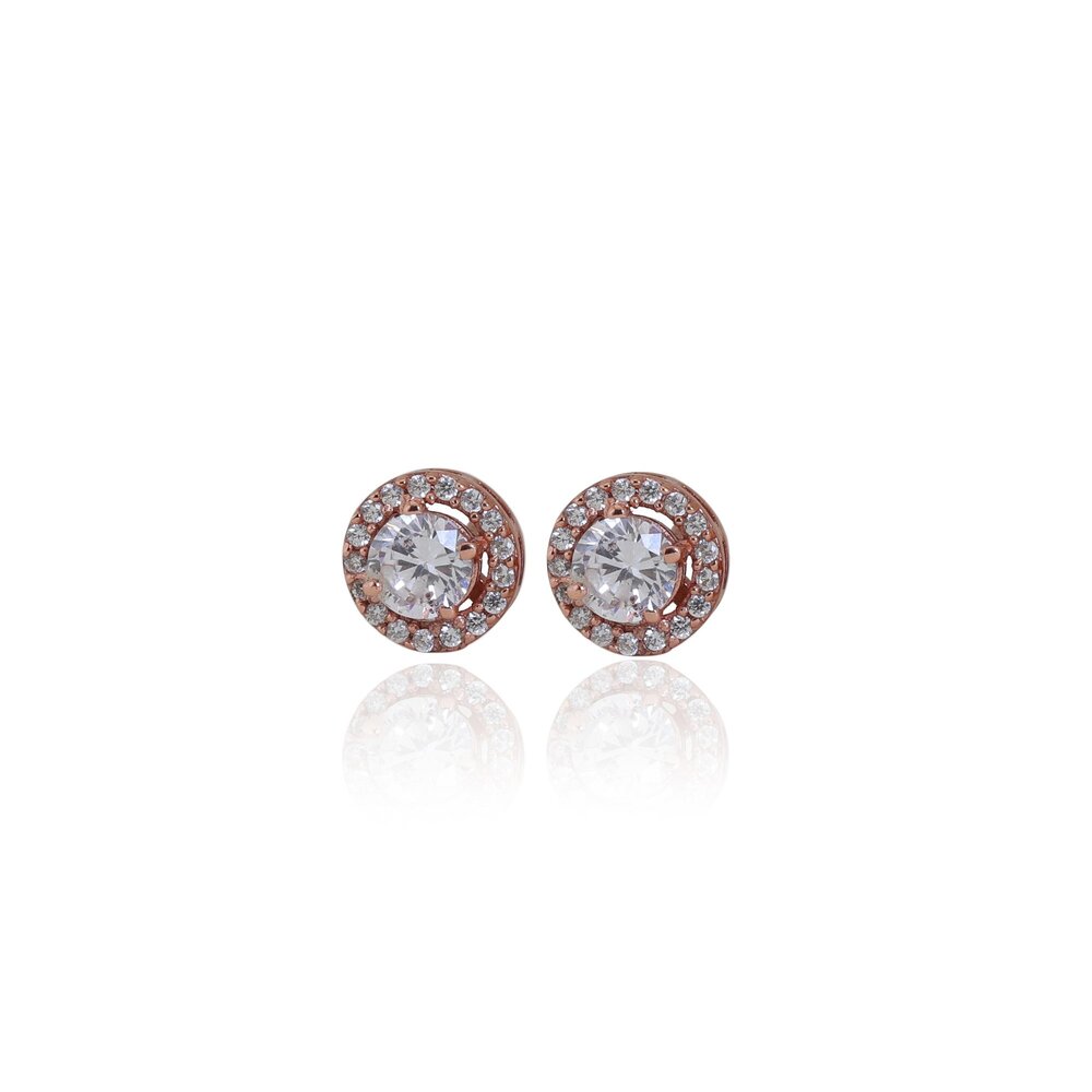 Rose gold plating Stud Earrings with Cubic Zirconia | Women's Jewelry Gift