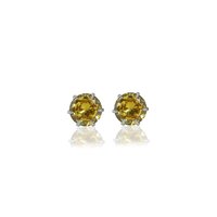Yellow Sapphire Stud Earrings in Silver for Women | Daily Wear