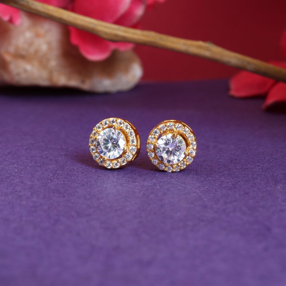 gold plating Stud Earrings with Cubic Zirconia | Women's Jewelry Gift