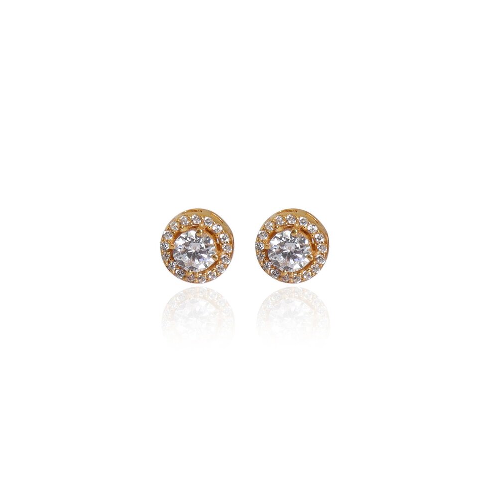 gold plating Stud Earrings with Cubic Zirconia | Women's Jewelry Gift