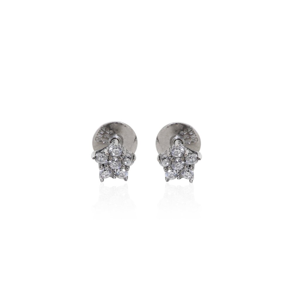 925 Silver Cubic Zirconia Flower Stud Earrings for Women