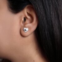 925 Silver Heart Stud Earrings | Cubic Zirconia | For Women