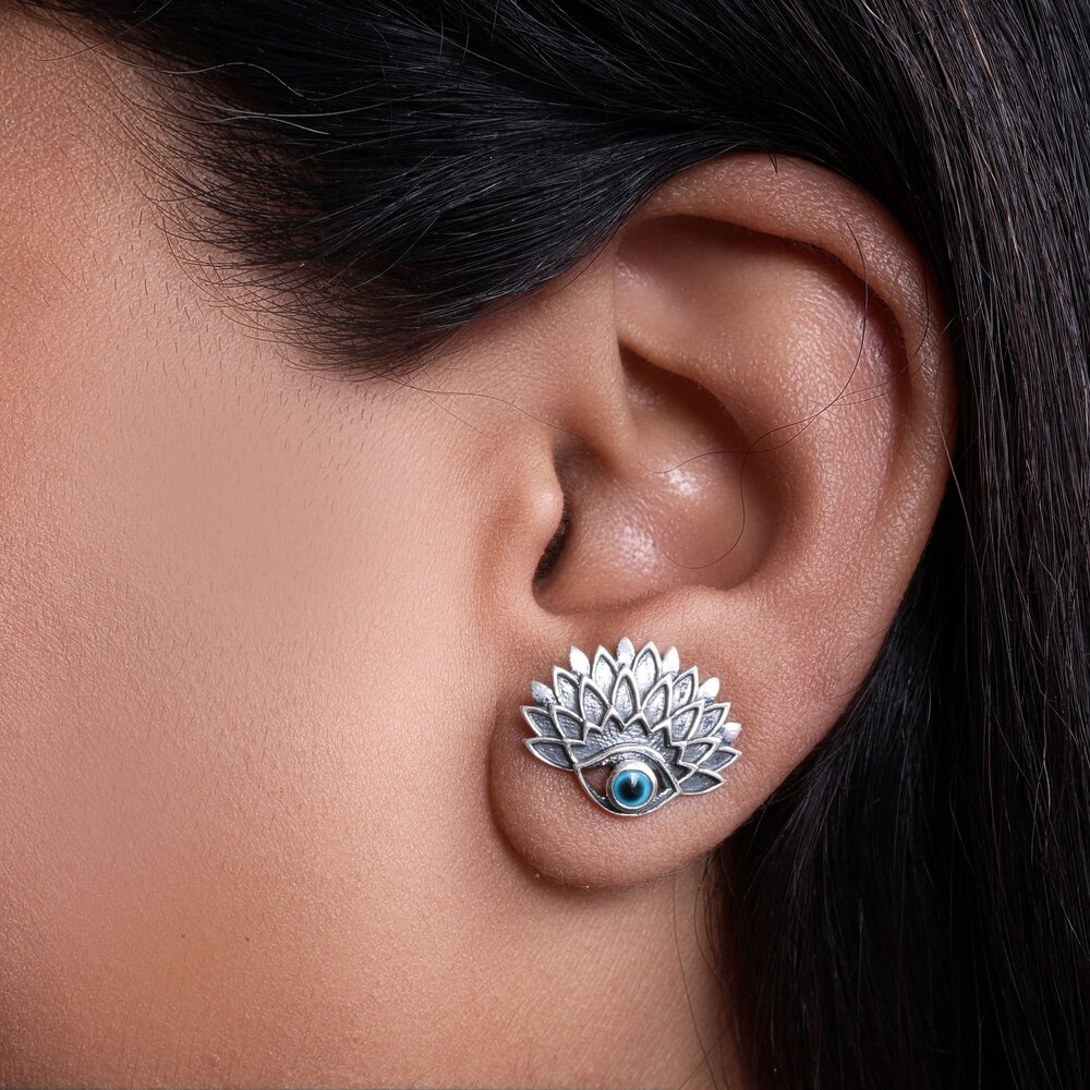 925 Silver Evil Eye Stud Earrings | Protection Jewelry for Women