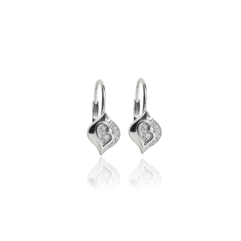 925 Silver Cubic Zirconia Heart Earrings for Women | Gift Jewelry