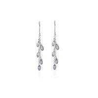 Silver Dangle Earrings with CZ Stones | Women's Elegant Jewelry