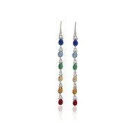 Rainbow Gemstone Drop Earrings | 925 Sterling Silver | For Women