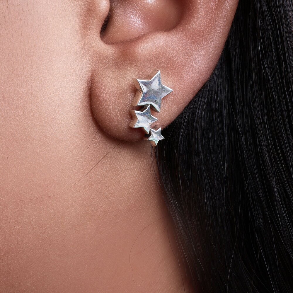Silver Star Drop Earrings for Women | Celestial Jewelry Gift