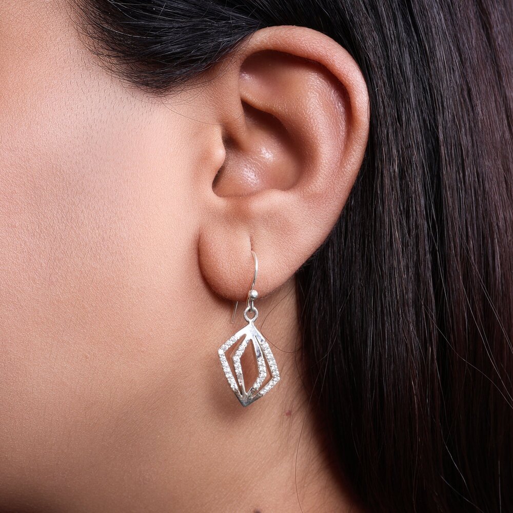 925 Silver Cubic Zirconia Dangle Earrings for Women | Gift| High Polish