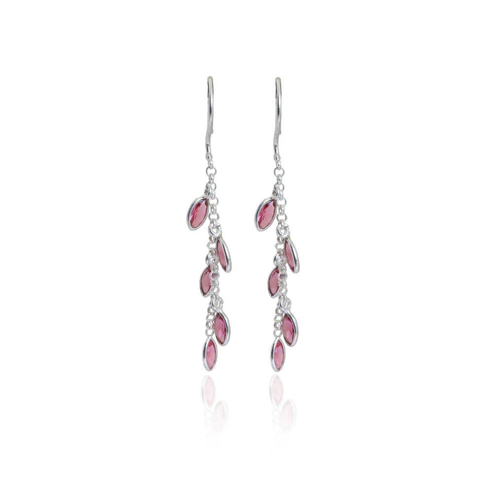 925 Silver Pink Gemstone Dangle Earrings | For Women | Gift