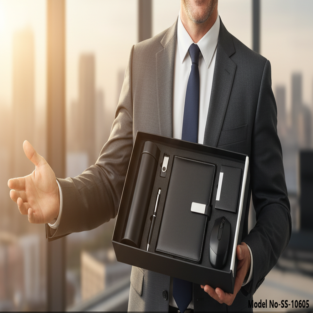 Premium 6 In 1 Corporate Executive Gift Set With Bottle Diary Mouse & Usb Drive (Ss-10605) - Capacity: 500 Milliliter (Ml)