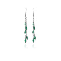 925 Silver Green Leaf Drop Earrings | For Women | Gift