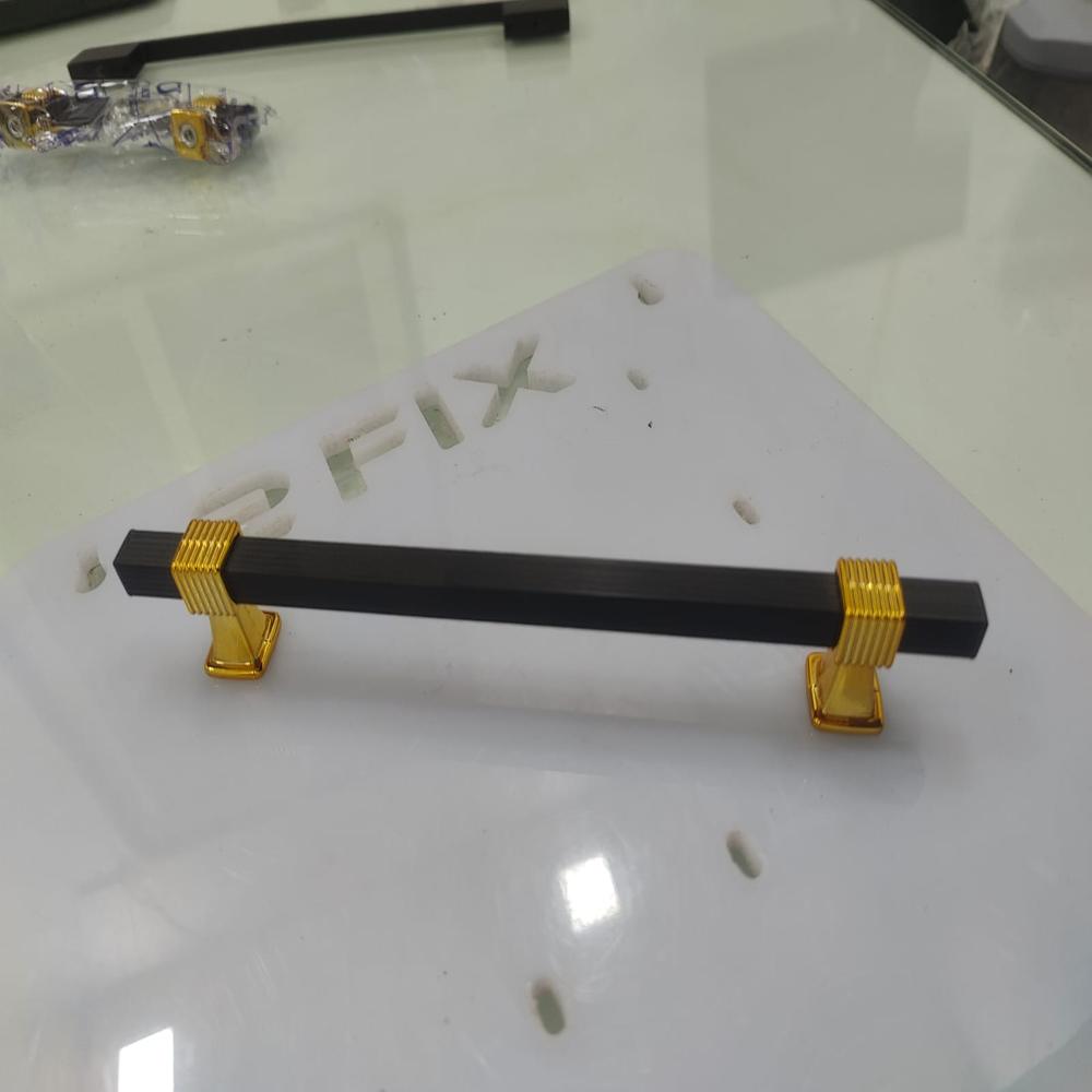  Square Pipe Handle 8 Inch Black Gold