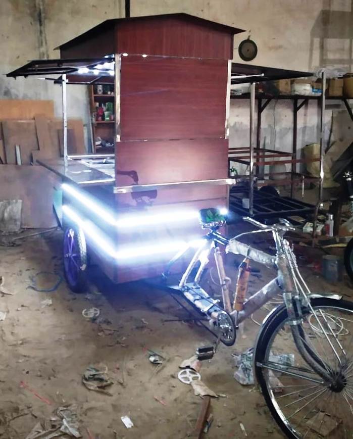 Trycycle Panipuri Cart - Color: Wooden Look