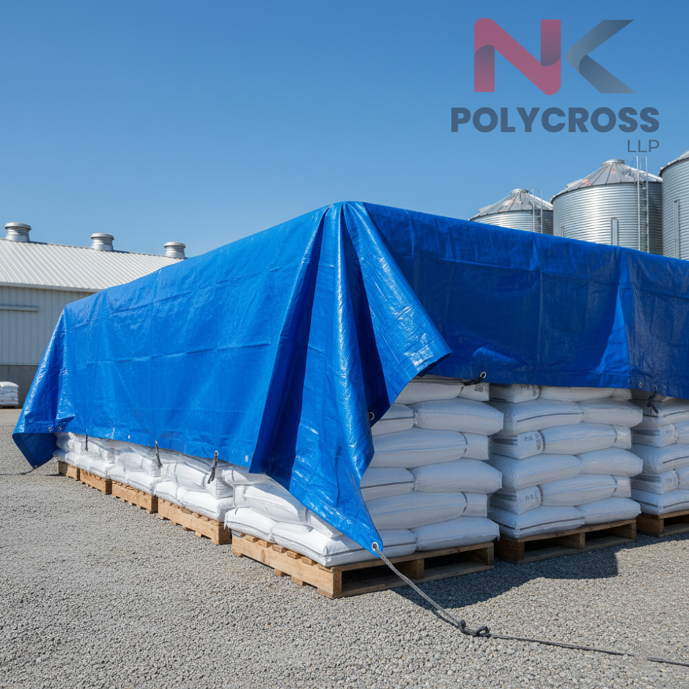Cattle Feed Cover - Color: Blue/yellow