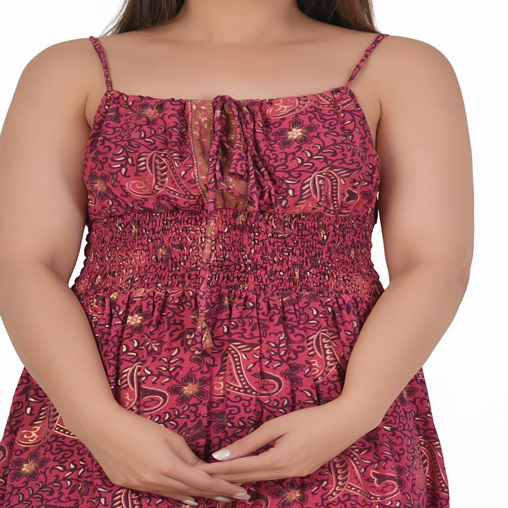 Maroon French Crepe Short Dress