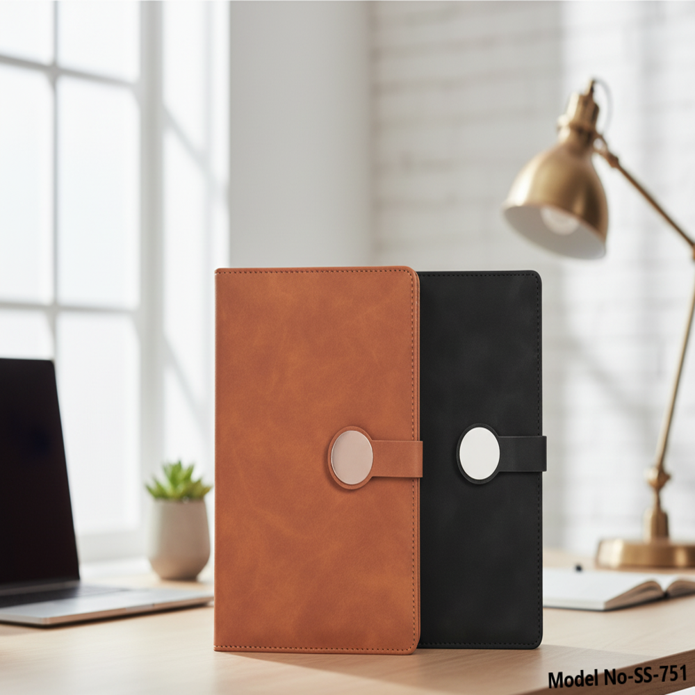 Luxury PU Leather Executive Diary with Magnetic Button Closure (SS-751)