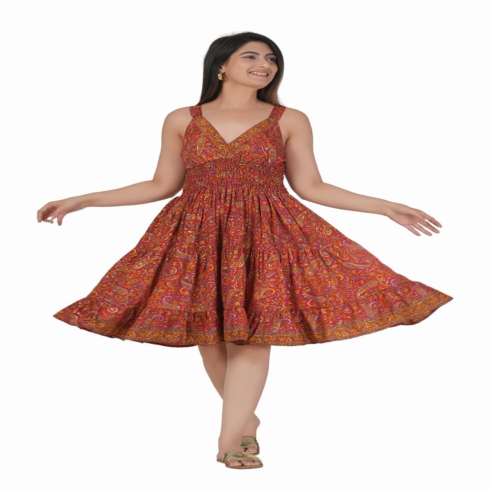 Boho French Crepe Mini Dress - Age Group: Adults