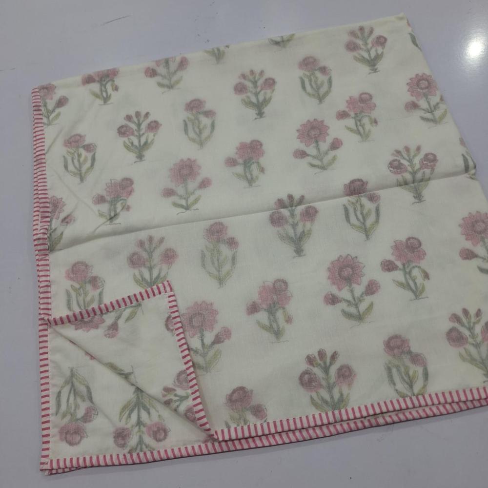 Beautiful Pink Floral Block Printed Cotton Dohar