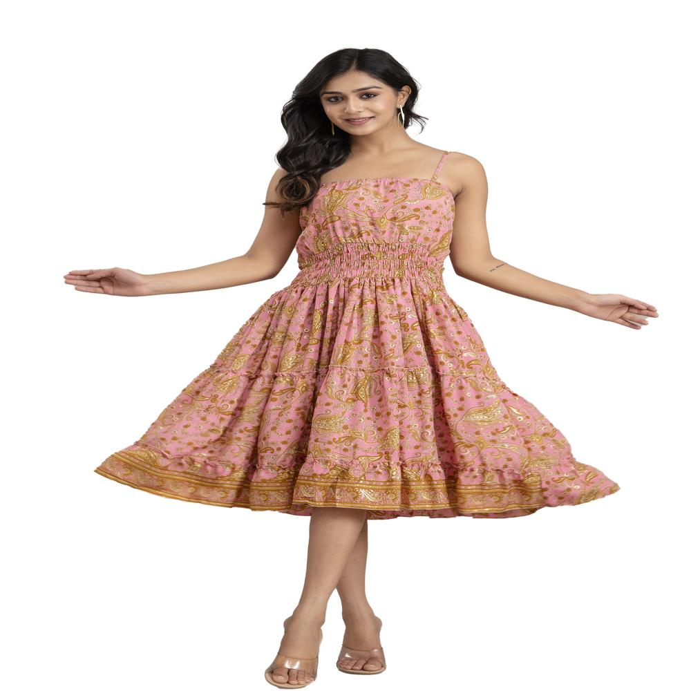 Boho Short Frech Crepe Dress