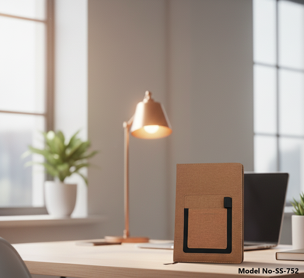 Luxury PU Leather Business Diary with Storage Pocket & Strap (SS-752)