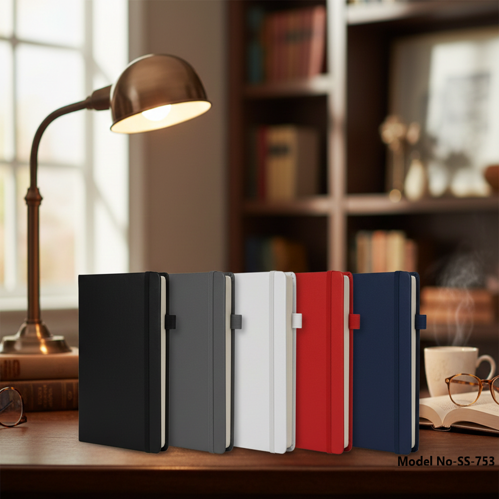 Professional Pu Leather Notebook With Secure Elastic Closure (Ss-753) - Capacity: Approx. 180 220 Ruled Pages Pcs/Hr