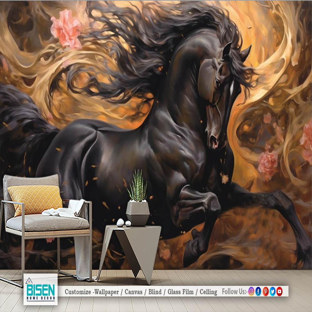 Horse wallpaper for living room