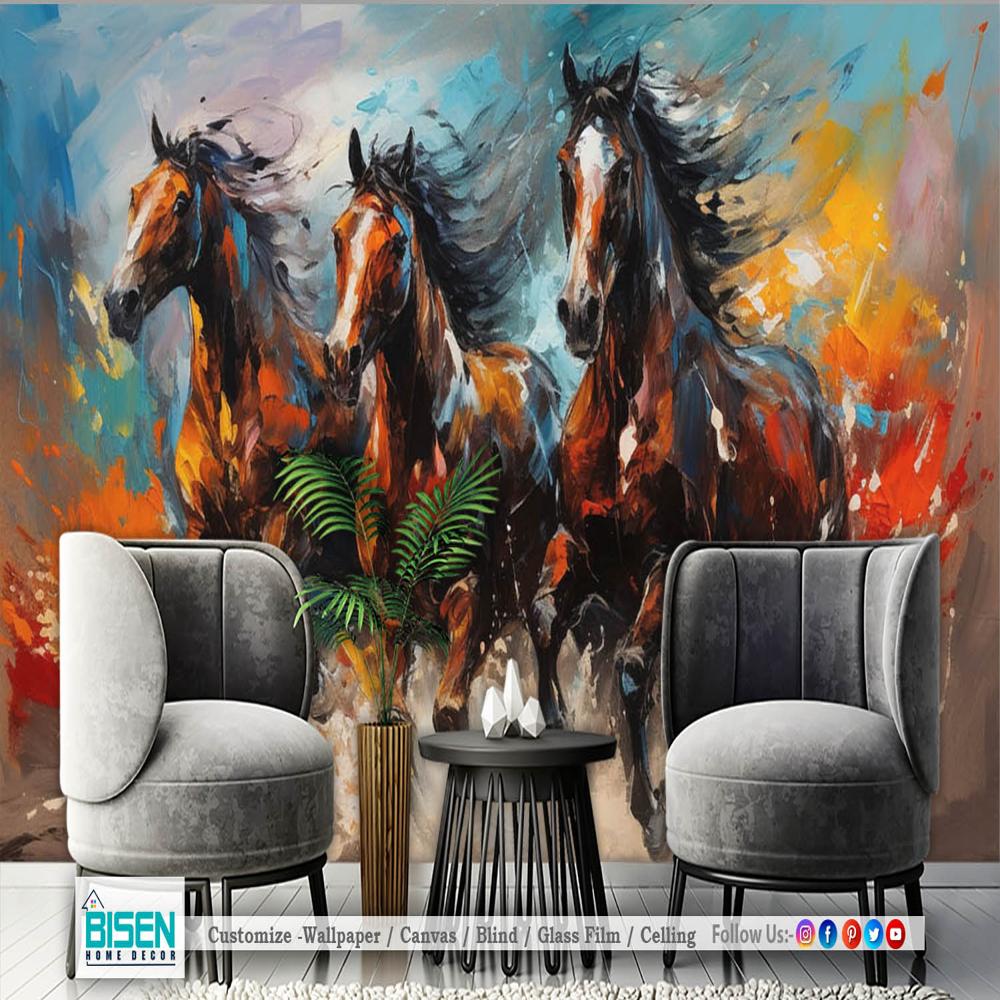 Horse wallpaper for living room