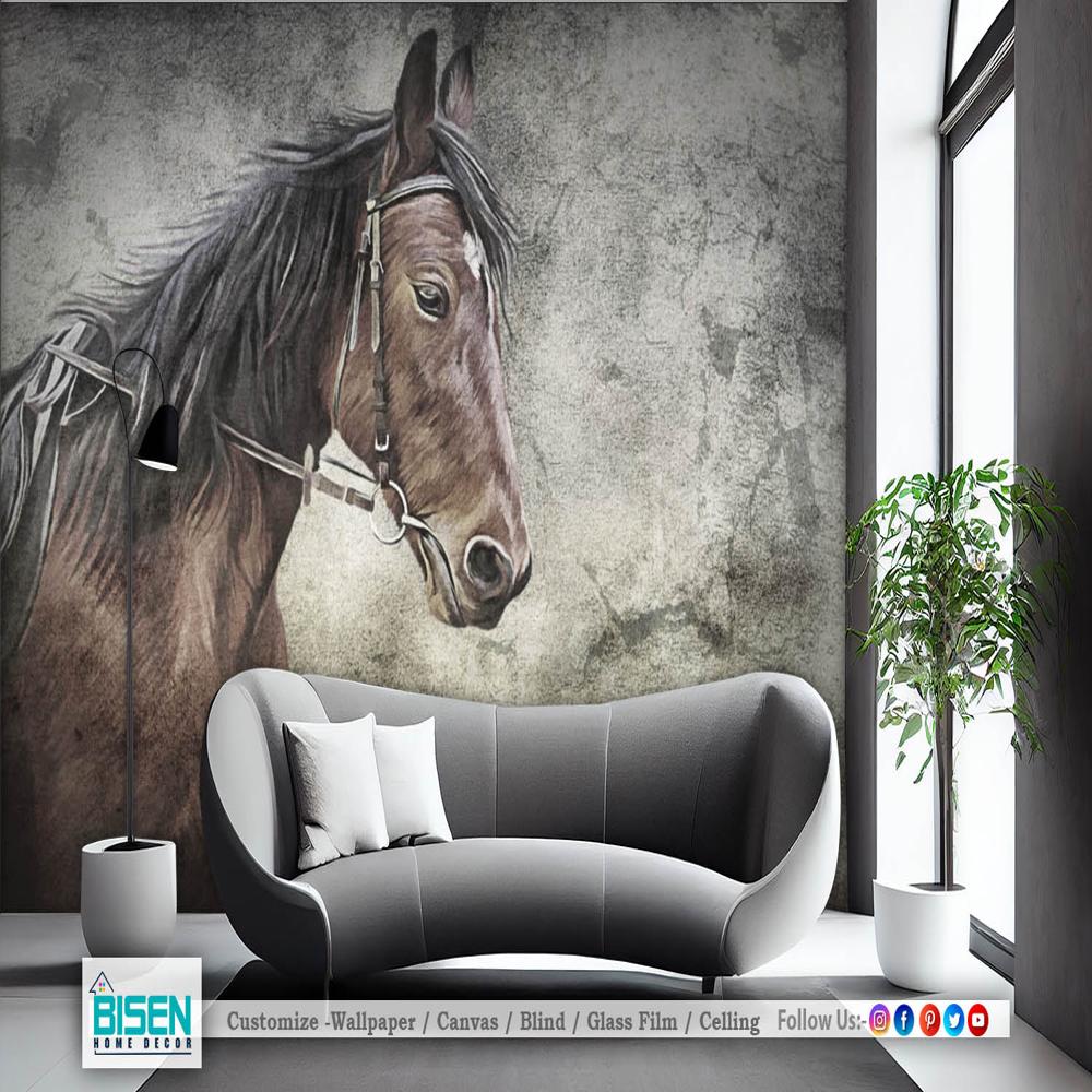 Horse wallpaper for living room