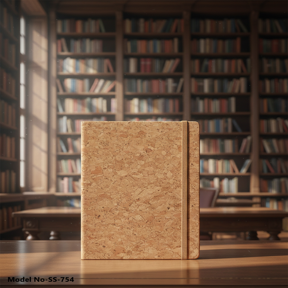 Natural Cork Finish Corporate Notebook With Elastic Band (ss-754) - Capacity: Approx. 180 220 Ruled Pages Pcs/hr