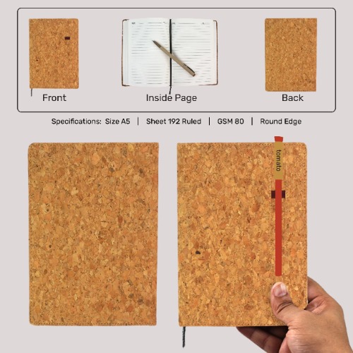 Natural Cork Finish Corporate Notebook with Elastic Band (SS-754)