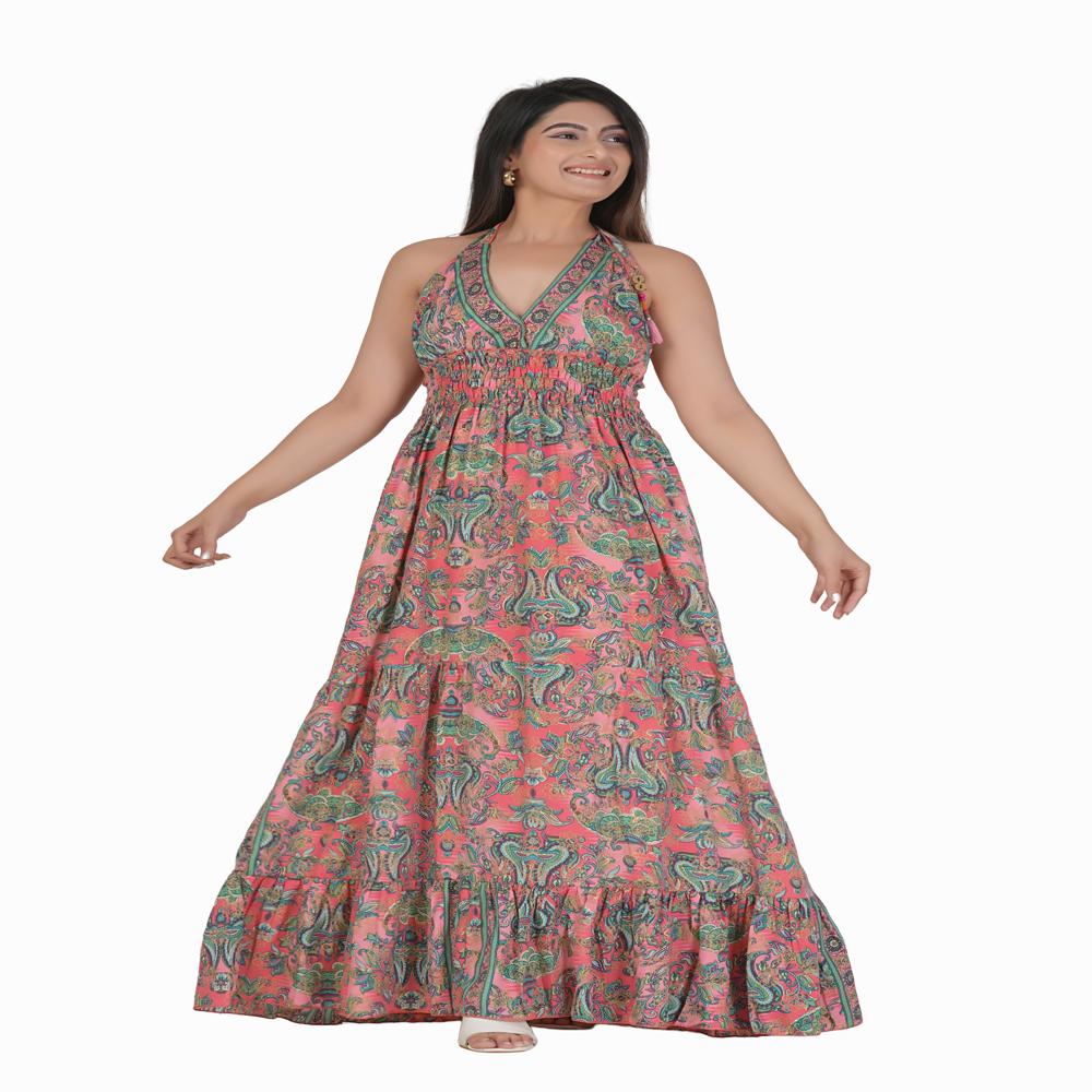 Kasturi Silk Boho Long Maxi Dress