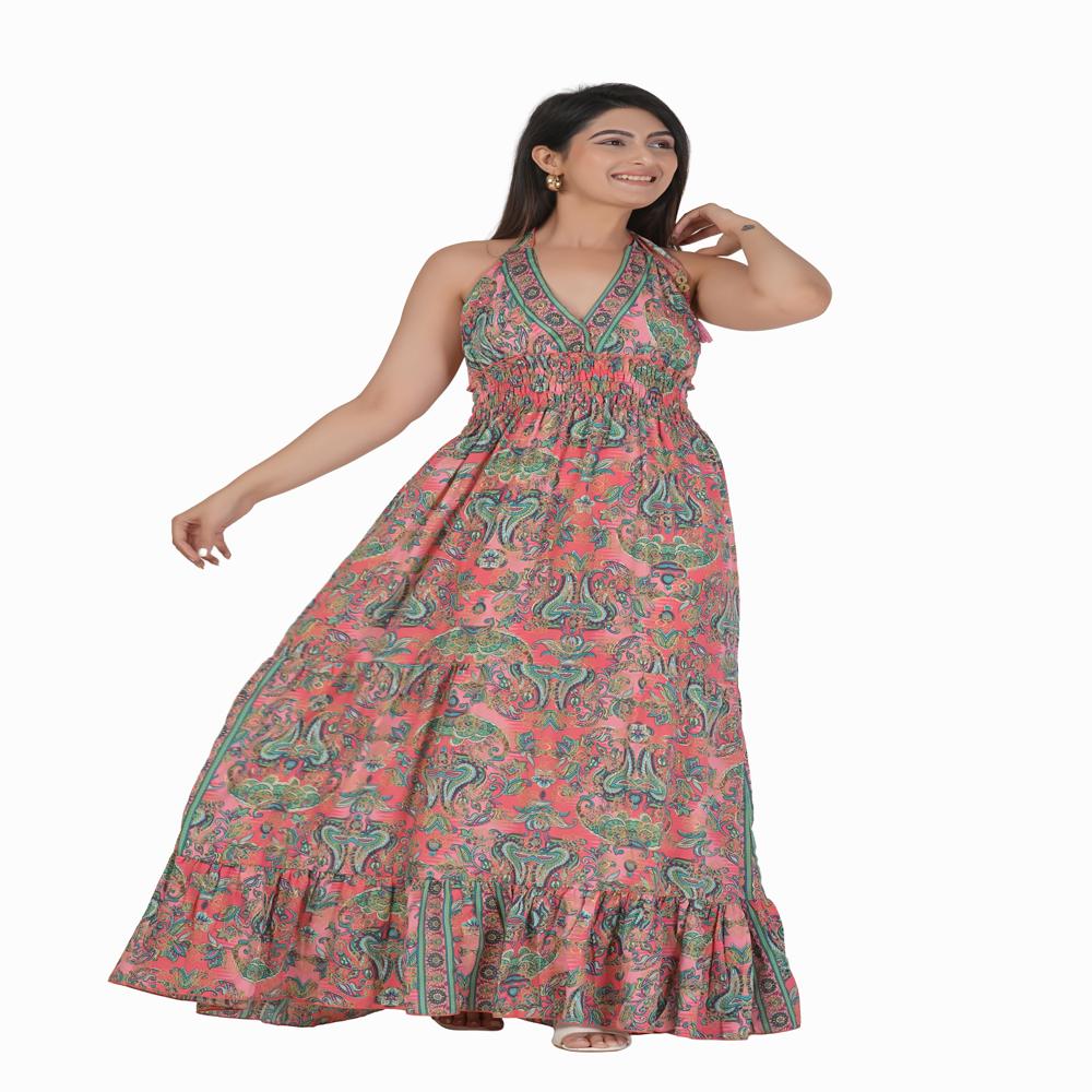 Kasturi Silk Boho Long Maxi Dress