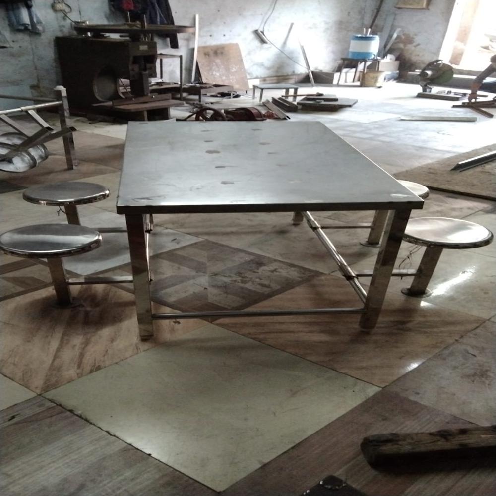 Stainless Steel Four Sitting Table - Color: Silver