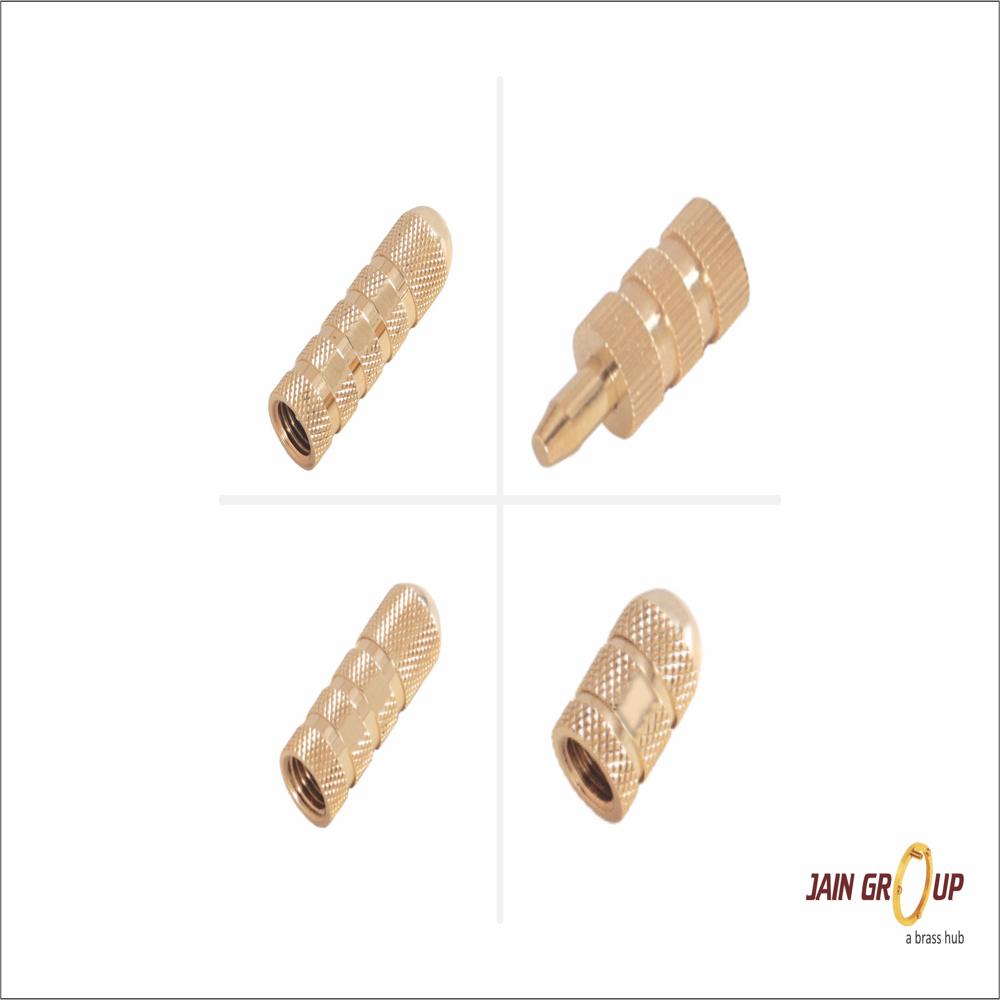 Brass Inserts Components - High Grade Brass Is 319/bs 249/cz121, M2 To M12 Threads, Golden Yellow, Up To 250c Temperature Resistance, Hexagonal Round Square Designs