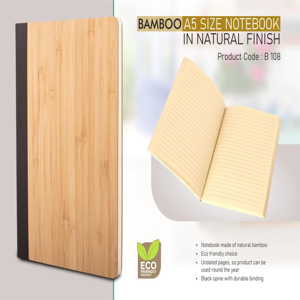 Bamboo Finish Eco-Friendly Notebook Diary with Black Spine (SS-760)