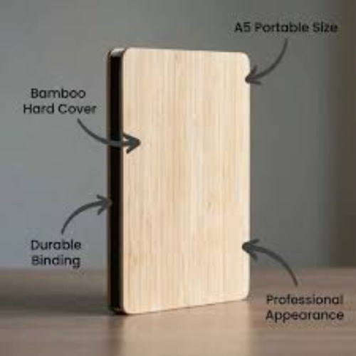 Bamboo Finish Eco-Friendly Notebook Diary with Black Spine (SS-760)