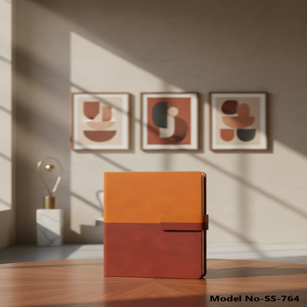 PU Leather Finish Hardbound Magnet Double Colour Diary with Strap Closure (SS-764)