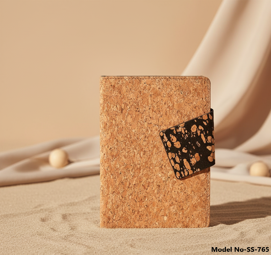 Designer Cork Finish Hardbound Notebook Diary with Strap Closure (SS-765)