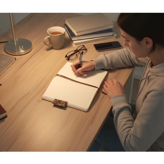 Designer Cork Finish Hardbound Notebook Diary with Strap Closure (SS-765)