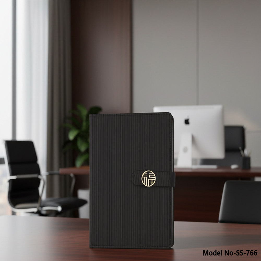 Elite Ribbed Texture Executive Diary with Gold-Tone Emblem Magnetic Clasp (SS-766)