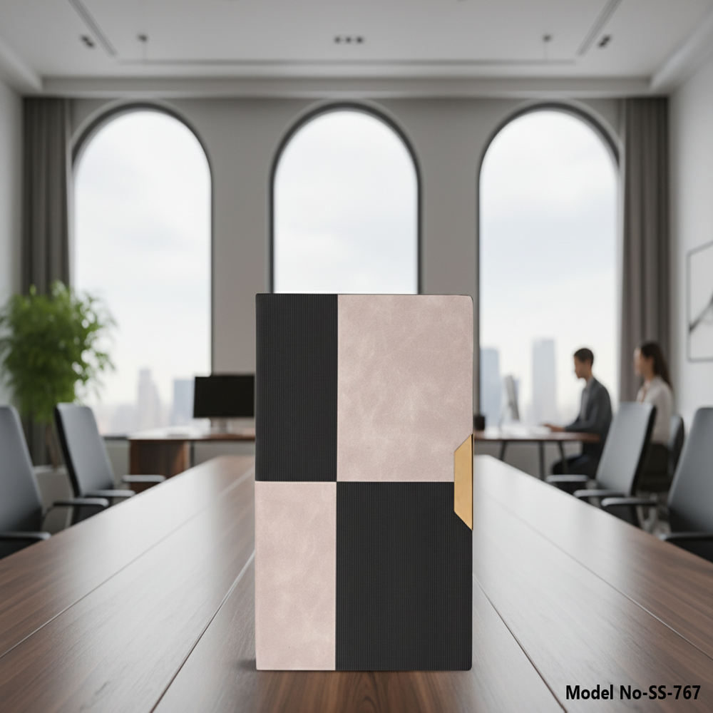 A5 Premium Dual-Tone Checkered Executive Diary with Gold Magnetic Clasp (SS-767)