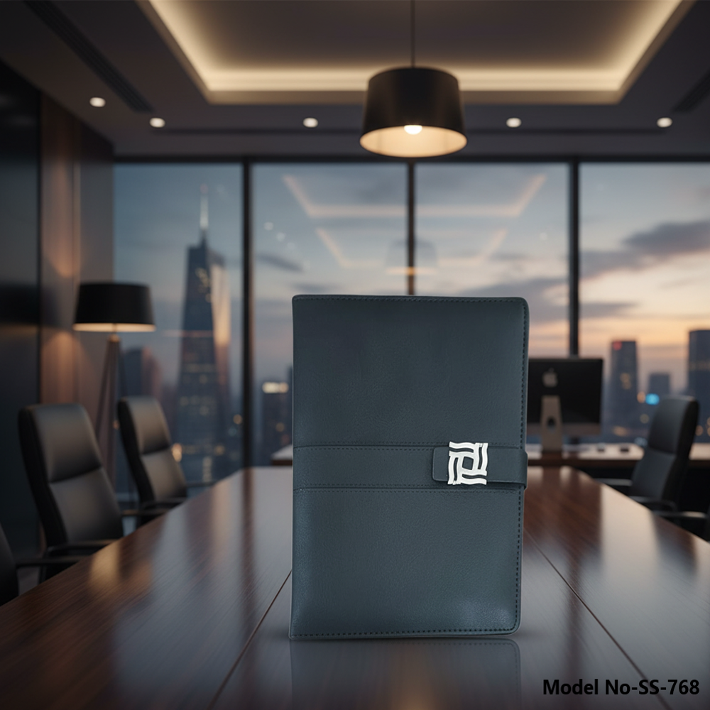 Luxury E-Square Smooth Leatherette Executive Diary with Swirl-Design Magnetic Clasp (SS-768)