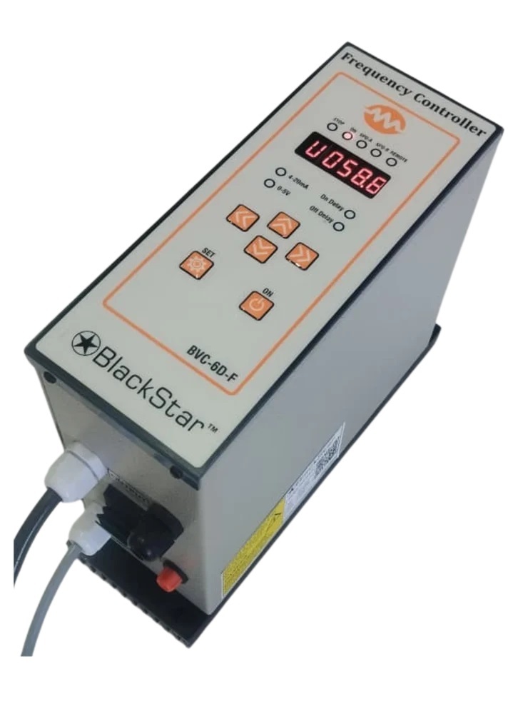 BVC-6D-F Frequency Vibrator Controller - Mild Steel, Standard Panel Mount, Blue/Grey | Precise Frequency Adjustment, LED Indicator, Short-Circuit Protection