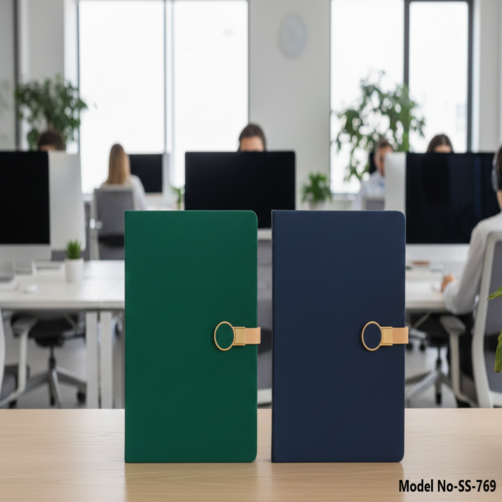 Glue Bound PU Leather Office Diary with Gold Metal Lock (SS-769)