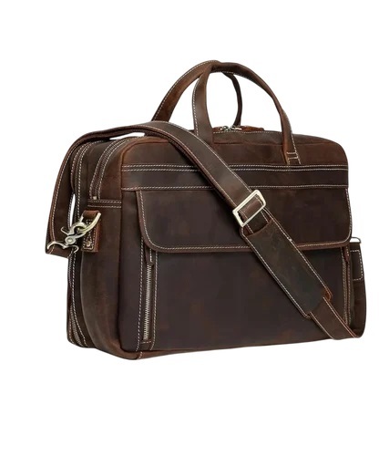 Dark Brown Leather Office Laptop Bag